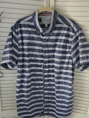 Heritage Navy and White Striped Short-Sleeve Button-Down Shirt